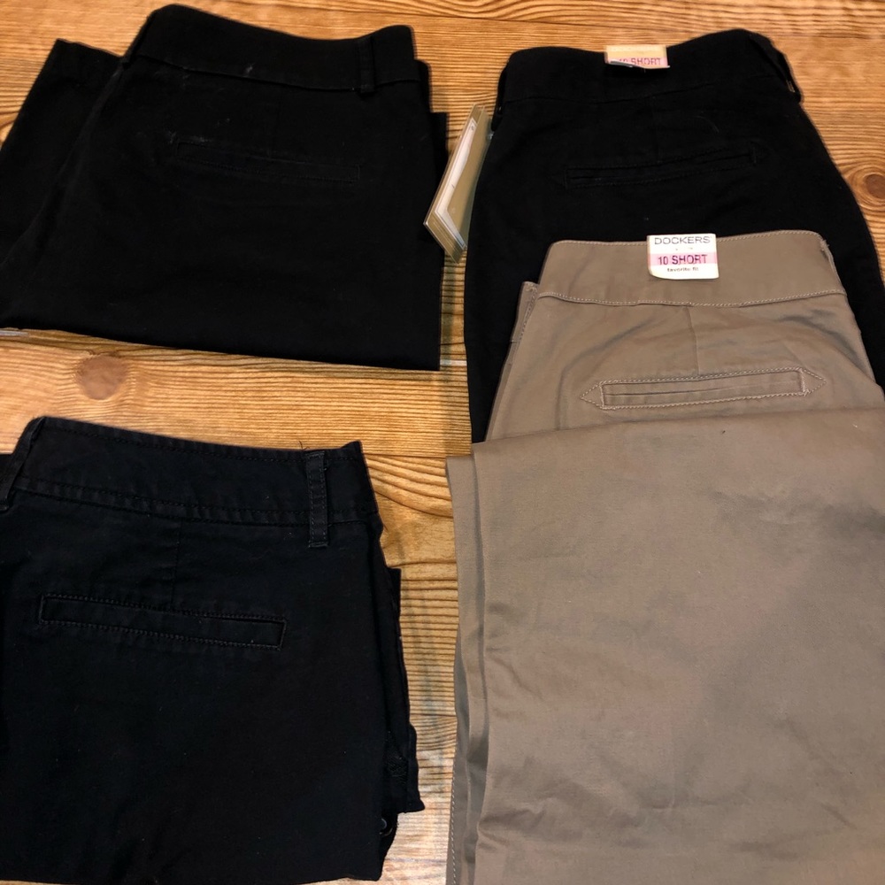 10 petite/short nwt Docker pants 2 pairs and 2 pairs od docker s 10 shorts euc - Picture 2 of 12